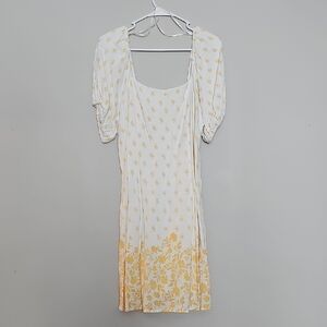 LC Lauren Conrad Yellow and White Midi Dress